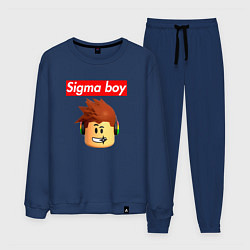Костюм хлопковый мужской Sigma boy roblox head - мем Роблокс Сигма бой, цвет: тёмно-синий