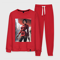 Костюм хлопковый мужской Ада Вонг из Resident Evil под зонтом, цвет: красный