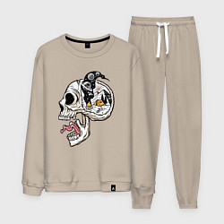 Костюм хлопковый мужской Космический кемпинг в голове, цвет: миндальный