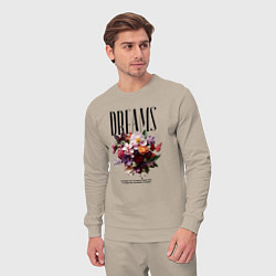 Костюм хлопковый мужской Dreams flowers - надпись: мечтать, цвет: миндальный — фото 2