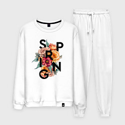 Костюм хлопковый мужской Spring flowers, цвет: белый