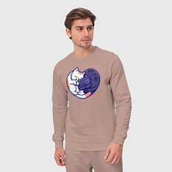 Костюм хлопковый мужской Сердечные котики, цвет: пыльно-розовый — фото 2