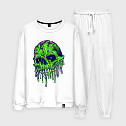 Костюм хлопковый мужской Green skull, цвет: белый