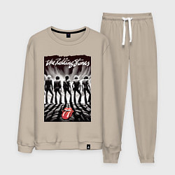 Костюм хлопковый мужской Молодые Роллинги со спины - восход солнца, цвет: миндальный