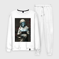 Костюм хлопковый мужской Античная статуя с планшетом, цвет: белый