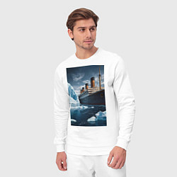 Костюм хлопковый мужской Титаник плывет среди айсбергов, цвет: белый — фото 2