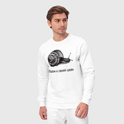 Костюм хлопковый мужской Улитка монохром ползет к своей цели, цвет: белый — фото 2