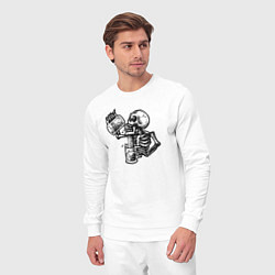 Костюм хлопковый мужской Пивной скелетик, цвет: белый — фото 2