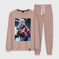 Костюм хлопковый мужской Девушка-киллер с пистолетом, цвет: пыльно-розовый