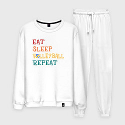 Костюм хлопковый мужской Eat sleep volley, цвет: белый