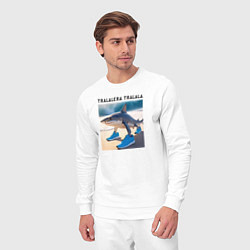 Костюм хлопковый мужской Tralalera tralala - shark - brainrot meme, цвет: белый — фото 2