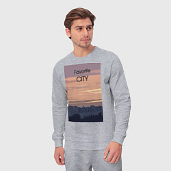 Костюм хлопковый мужской Favorite city с городским пейзажем, цвет: меланж — фото 2