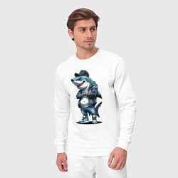 Костюм хлопковый мужской Акула в кепке, цвет: белый — фото 2