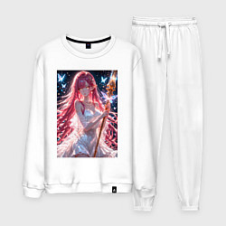 Костюм хлопковый мужской Сияющая фея с крыльями и бабочками, цвет: белый