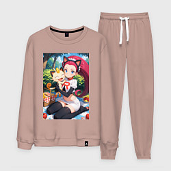 Костюм хлопковый мужской Джесси и Мяут на пикнике, цвет: пыльно-розовый