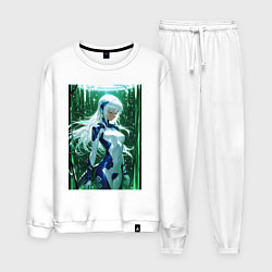 Костюм хлопковый мужской Девушка-киборг в капсуле гибернации, цвет: белый