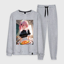 Костюм хлопковый мужской Горничная в maid-cafe украшает еду, цвет: меланж