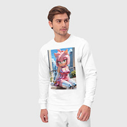 Костюм хлопковый мужской Эми Роуз из Somic строит глазки, цвет: белый — фото 2