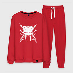 Костюм хлопковый мужской Зуб с клыками киберпанк, цвет: красный
