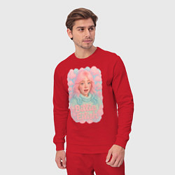 Костюм хлопковый мужской Билли Айлиш в розовыми волосами, цвет: красный — фото 2