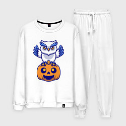 Костюм хлопковый мужской Halloween owl, цвет: белый