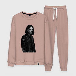 Костюм хлопковый мужской Bones в образе рок звезды, цвет: пыльно-розовый