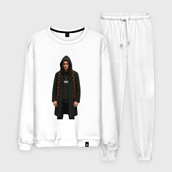 Костюм хлопковый мужской Bones с огромной цепью, цвет: белый