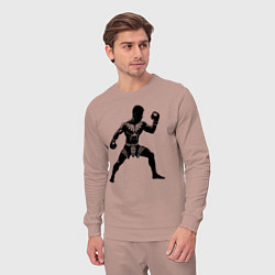 Костюм хлопковый мужской Антуражный тайский боксер, цвет: пыльно-розовый — фото 2