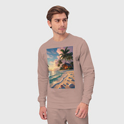 Костюм хлопковый мужской Вилла на берегу океана, цвет: пыльно-розовый — фото 2