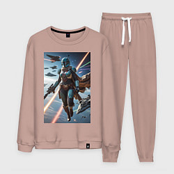 Мужской костюм Девушка-мандалорец в космосе