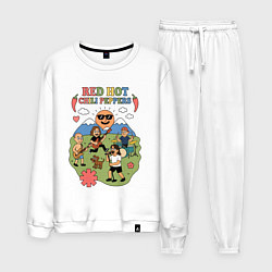 Костюм хлопковый мужской Red Hot Chili Peppers мультяшный стиль, цвет: белый