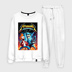 Костюм хлопковый мужской Вокались Фрай и гитарист Бендер - рок группа Футур, цвет: белый