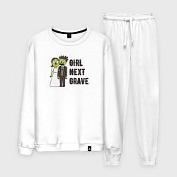 Костюм хлопковый мужской Любовь зомби, цвет: белый