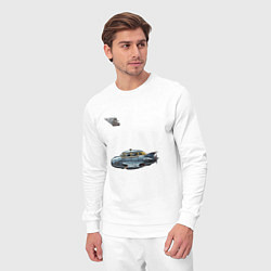 Костюм хлопковый мужской Летающее такси ретрофутуризм стримлайн, цвет: белый — фото 2