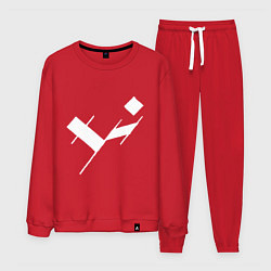 Костюм хлопковый мужской Три буквы: белые, цвет: красный