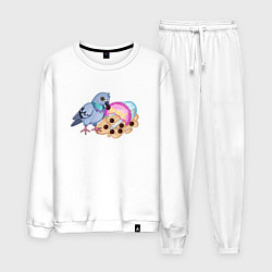 Костюм хлопковый мужской Голубь с бабл ти, цвет: белый