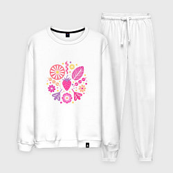 Костюм хлопковый мужской Ягоды абстракция, цвет: белый