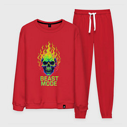 Костюм хлопковый мужской Beast mode, цвет: красный