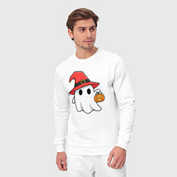 Костюм хлопковый мужской Призрак в красной шляпе, цвет: белый — фото 2