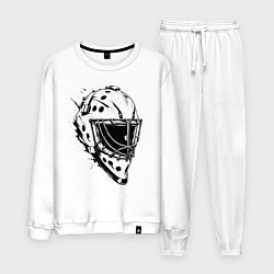 Костюм хлопковый мужской Черная вратарская маска, цвет: белый