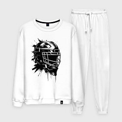 Костюм хлопковый мужской Чёрная хоккейная маска, цвет: белый
