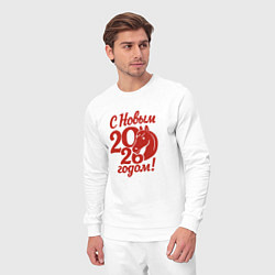 Костюм хлопковый мужской С новым 2026 годом - красная лошадка, цвет: белый — фото 2