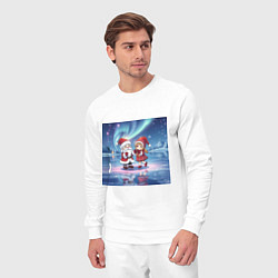 Костюм хлопковый мужской Дед Мороз и Снегурочка: новогодний танец на льду, цвет: белый — фото 2