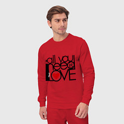 Костюм хлопковый мужской All you need is love, цвет: красный — фото 2