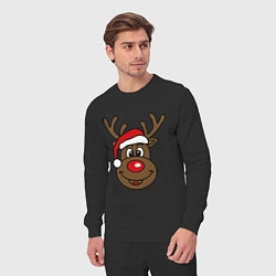 Костюм хлопковый мужской Рождественский олень, цвет: черный — фото 2