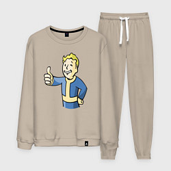 Костюм хлопковый мужской Fallout vault boy, цвет: миндальный