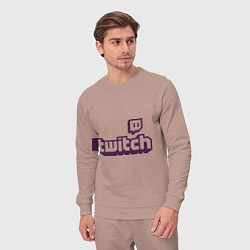 Костюм хлопковый мужской Twitch Logo, цвет: пыльно-розовый — фото 2