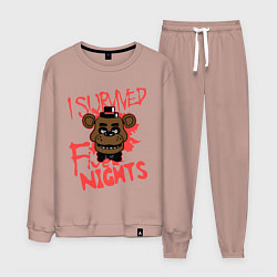 Костюм хлопковый мужской I Survived Five Night, цвет: пыльно-розовый