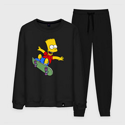 Костюм хлопковый мужской Барт на скейте, цвет: черный