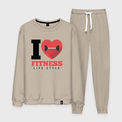 Костюм хлопковый мужской I love Fitness, цвет: миндальный